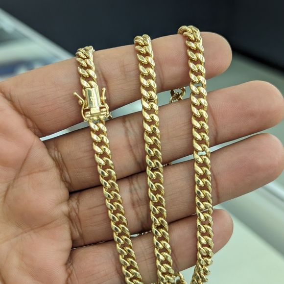 10kt Real Gold Miami Cuban Style Chain 5.8mm 24 inches - Picture 6 of 12